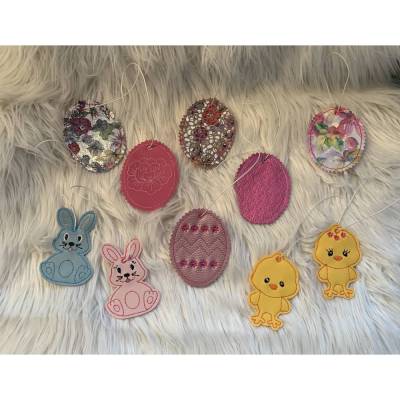 Stickdatei Ostern, Anhänger, Osterdekoration, Osterhase, Küken, Osterei  333