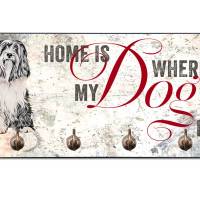 Hundegarderobe HOME IS WHERE MY DOG IS mit Tibet Terrier Bild 1