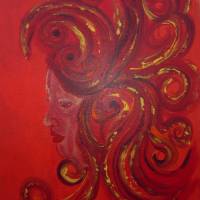 Acrylbild RED DIVA Acrylmalerei Gemälde auf Keilrahmen abstrakte Kunst Wanddekoration abstrakte Malerei Gesicht Bild 1