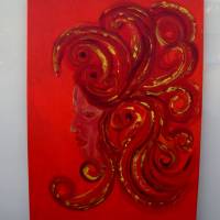 Acrylbild RED DIVA Acrylmalerei Gemälde auf Keilrahmen abstrakte Kunst Wanddekoration abstrakte Malerei Gesicht Bild 2
