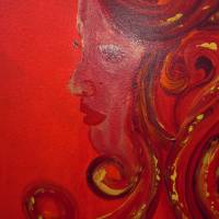 Acrylbild RED DIVA Acrylmalerei Gemälde auf Keilrahmen abstrakte Kunst Wanddekoration abstrakte Malerei Gesicht Bild 3