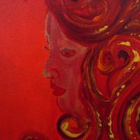 Acrylbild RED DIVA Acrylmalerei Gemälde auf Keilrahmen abstrakte Kunst Wanddekoration abstrakte Malerei Gesicht Bild 4