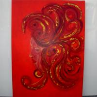 Acrylbild RED DIVA Acrylmalerei Gemälde auf Keilrahmen abstrakte Kunst Wanddekoration abstrakte Malerei Gesicht Bild 7