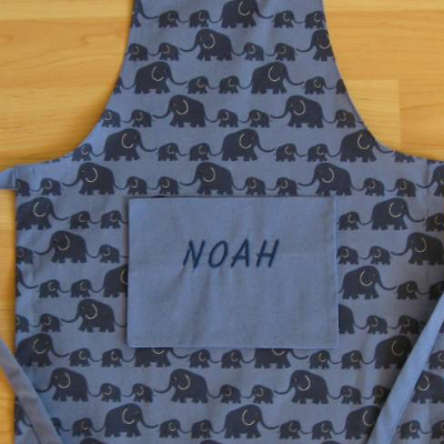 Kinderschürze / Küchenhelferset - Elefanten - auf Wunsch personalisiert