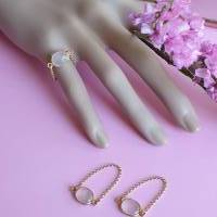 zarter Kettenring Gold mit Rosenquarz, minimalistischer Ring, Silber vergoldet Bild 5