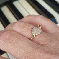 zarter Kettenring Gold mit Rosenquarz, minimalistischer Ring, Silber vergoldet Bild 6