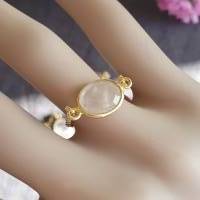 zarter Kettenring Gold mit Rosenquarz, minimalistischer Ring, Silber vergoldet Bild 9