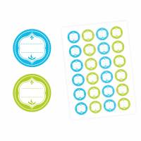 24 Universaletiketten - blau & grün - rund 4 cm Ø - Haushaltsetiketten Sticker Aufkleber Bild 1