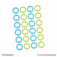 24 Universaletiketten - blau & grün - rund 4 cm Ø - Haushaltsetiketten Sticker Aufkleber Bild 2