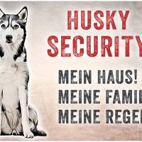 Hundeschild HUSKY SECURITY, wetterbeständiges Warnschild Bild 1