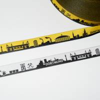 2 m oder mehr Dortmund Skyline Webband in schwarz-gelb und in schwarz-weiß - Lieferung in einem Stück! Bild 1