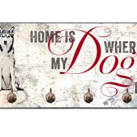 Hundegarderobe HOME IS WHERE MY DOG IS mit Husky Bild 1