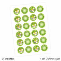 24 Oster Aufkleber grün rund 4 cm Ø - Frohe Ostern Sticker Aufkleber Osterhase Osterei Bild 2