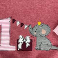 Geburtstagspullover 1 Jahr; Geburtstagsshirt Elefant Größe 80; Pullover pink 1. Geburtstag; Babykleidung; Kleinkind Bild 2