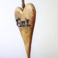 Herz aus Holz Glück Hänger, Floristikdeko Bild 3