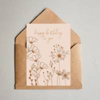 Geburtstagskarte, Geburtstag, Geschenk Ideen, Karten, Handdrawn, Blumen, Hand Made Geburtstagskarte, Flowers Motiv, Gesc Bild 1
