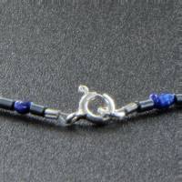 dunkelblaue Perlenkette Hämatin Mabè Perle Collier glänzender Hämatin Bild 4