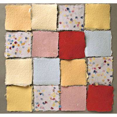 16 Blatt handgeschöpftes, quadratisches Papier, ca. 9 cm x 9 cm, Büttenpapier, Bastelpapier