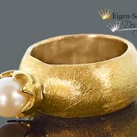 Goldschmiede Perlenring "To be crowned pearl" in 925er Sterling Silber mit einer 22-karätigen Goldplattierung Bild 1