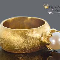 Goldschmiede Perlenring "To be crowned pearl" in 925er Sterling Silber mit einer 22-karätigen Goldplattierung Bild 2