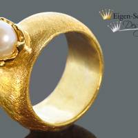 Goldschmiede Perlenring "To be crowned pearl" in 925er Sterling Silber mit einer 22-karätigen Goldplattierung Bild 3