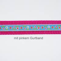 langes Blumen Schlüsselband türkis rosa in drei Wunschlängen, NEU mit Ring- oder Karabiner und Gurtband-Farbauswahl Bild 4