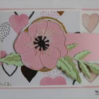 Besonders geformte Valentinstagskarte mit Mohnblumen und Herzen  Handarbeit mit Stampin'up und andere Unikat Bild 1