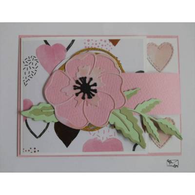 Besonders geformte Valentinstagskarte mit Mohnblumen und Herzen  Handarbeit mit Stampin'up und andere Unikat