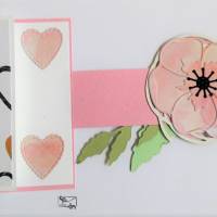 Besonders geformte Valentinstagskarte mit Mohnblumen und Herzen  Handarbeit mit Stampin'up und andere Unikat Bild 2