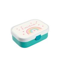 Brotdose Mepal mit Namen, Lunchbox & Trinkflasche für Mädchen mit Obsteinsatz und Gabel, Motiv Regenbogen Bild 1