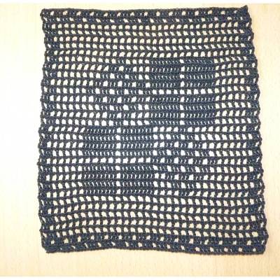 Häkeldeckchen eckig schwarz , ca. 19 x 20 cm Filethäkeln