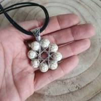 Größer Weiße Perlen Stern mit Draht/ Drahtschmuck Anhänger/ Perlen Schmuck Anhänger/ handgemachter Edelsteinschmuck Bild 2