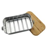 Brotdose personalisiert aus Edelstahl mit Bambus Deckel "Dino", Trennsteg, Lunchbox Bild 2