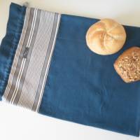 Brotbeutel *elegante* Baumwolle blau mit Kordel Bild 1