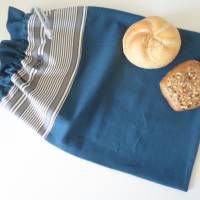 Brotbeutel *elegante* Baumwolle blau mit Kordel Bild 3