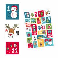 24 Adventskalender Zahlen Aufkleber bunt - eckig - Sticker Weihnachten zum basteln dekorieren DIY Bild 1
