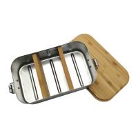 Brotdose personalisiert aus Edelstahl mit Bambus Deckel "Regenbogen pfirsich", Trennsteg, Lunchbox Bild 4