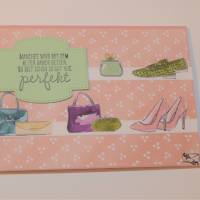 3D Muttertagskarte  Geburtstagskarte Glückwunschkarte in Rosa mit Schuhen, Parfüm,ect. Handgefertigt Stampin'Up! Un Bild 1