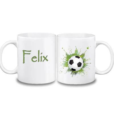 Tasse Fußball mit Name aus Keramik / personalisierbar / München / Hamburg / Freiburg / Frankfurt / Köln