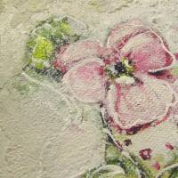 ROSA STIEFMÜTTERCHEN - kleines Blumenbild auf Leinwand je 20cmx20cm mit Glitter und Strukturpaste Bild 7
