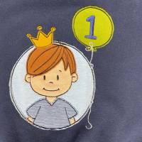 Geburtstagspullover Gr. 80; Geburtstagsshirt 1. Geburtstag; Babyshirt; Babykleidung; bestickter Pullover Junge Bild 2