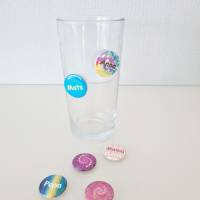 PROST-it Glasmarkierer/Button mit Saugnapf, personalisierbar für Gläser oder Flaschen Set "Glitzer" Bild 3
