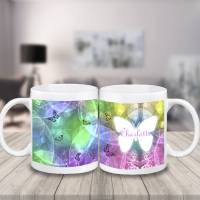Tasse Schmetterling mit Name aus Keramik / Personalisierbar / Schmetterlinge / Butterfly Bild 3