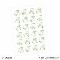 24 "Schön, dass Du da bist!" Aufkleber - Floral Weiß/ Grün - rund 4 cm Ø - Sticker Hochzeit Gastgeschenk Bild 2