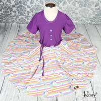 Drehkleid - Kleid mit Drehrock Einhorn Streifen mit Lila Bild 1