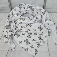 Dreieckstuch XXL aus Musselinstoff mit Schmetterlingen, Musselintuch, leichter Schal, handmade von la piccola Antonella Bild 1