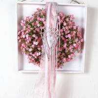 Wanddeko weiß rosa Schleierkrautkranz Bild 4