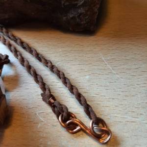 Großer Rosenquarz in recycelten Kupfer gefasst mit Halsband,  Heilstein Chakra, Wire Wrapping, Unikat Bild 4