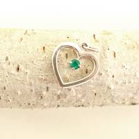 Schlichter Silber Herzanhänger mit Smaragd Bild 1