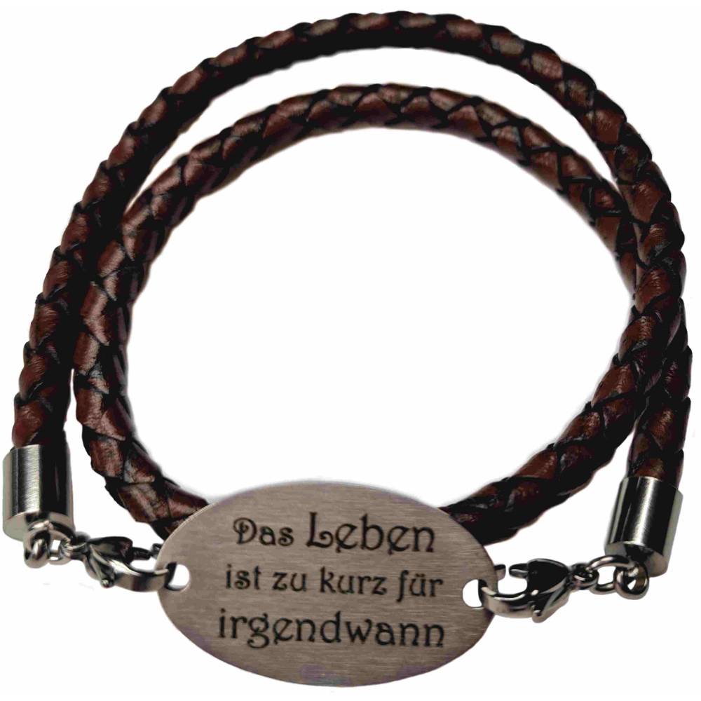 Personalisierbar Armband aus Leder, braun, Personalisiert mit Gravur, Geschenk für Männer und  Frauen Muttertag Bild 1